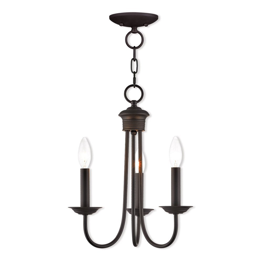 Bronze Three Light Metal Dimmable Chandelier With Shades