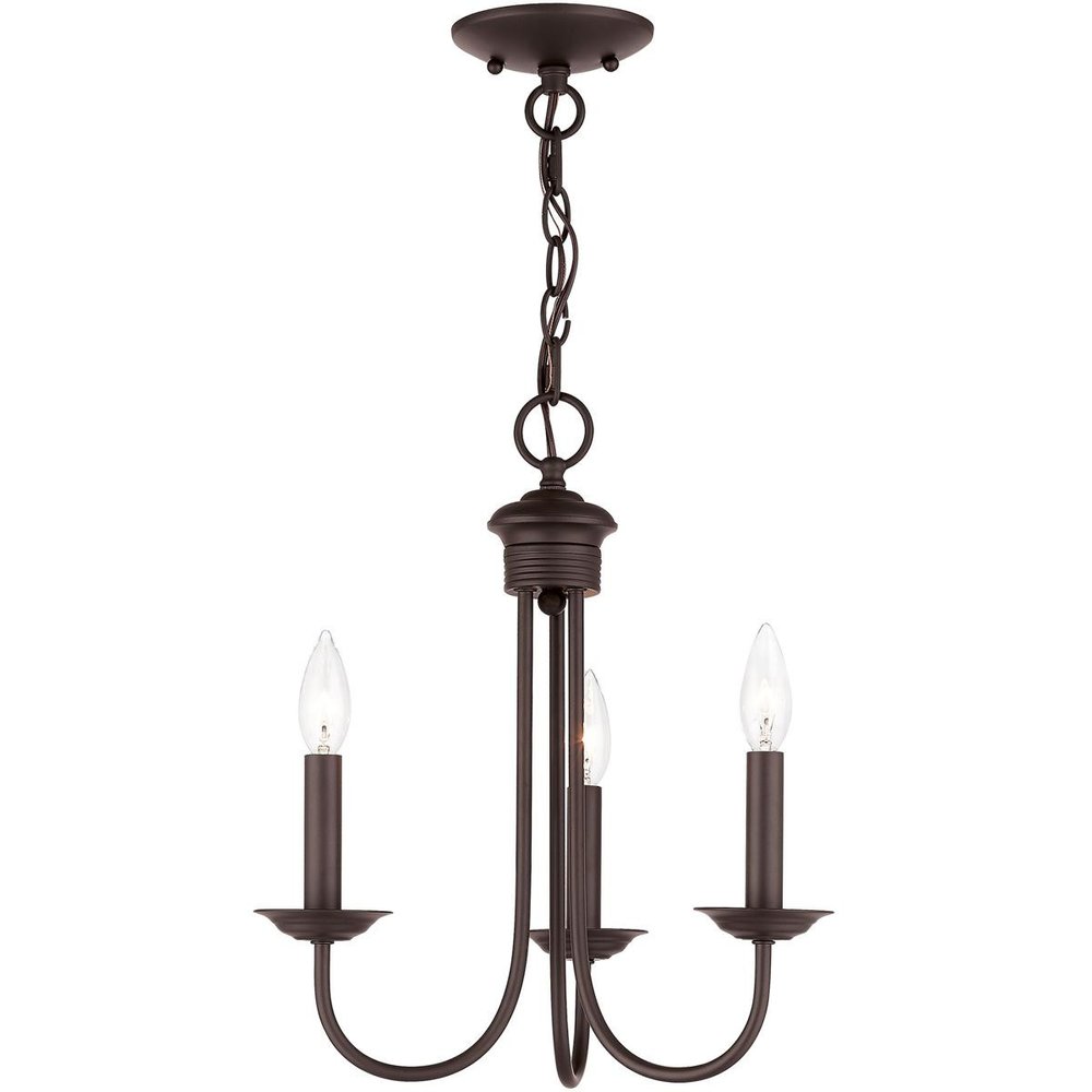 Bronze Three Light Metal Dimmable Chandelier With Shades
