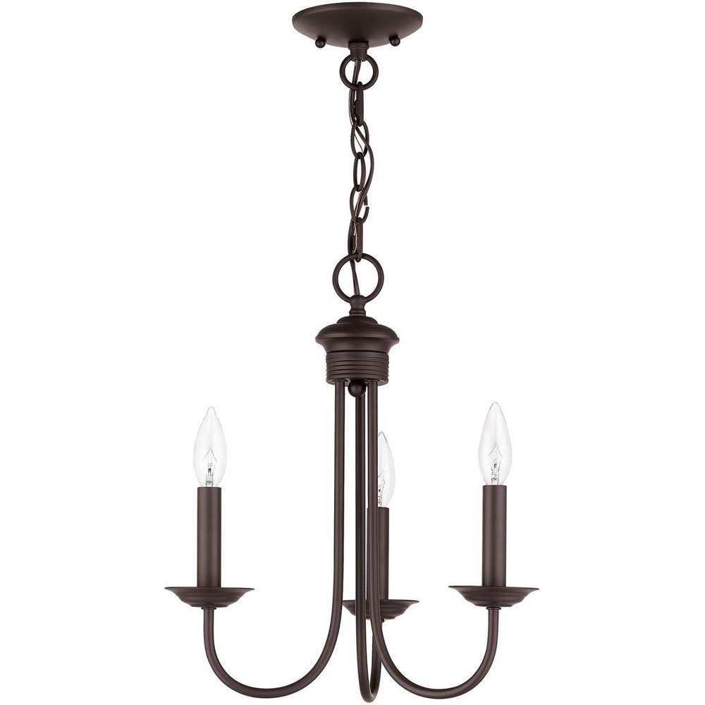 Bronze Three Light Dimmable Chandelier With Shades
