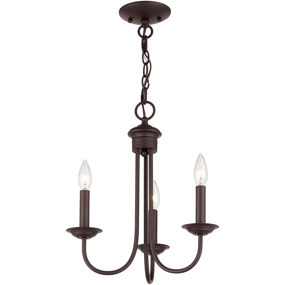 Bronze Three Light Metal Dimmable Chandelier With Shades