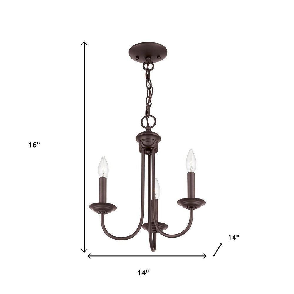 Bronze Three Light Dimmable Chandelier With Shades