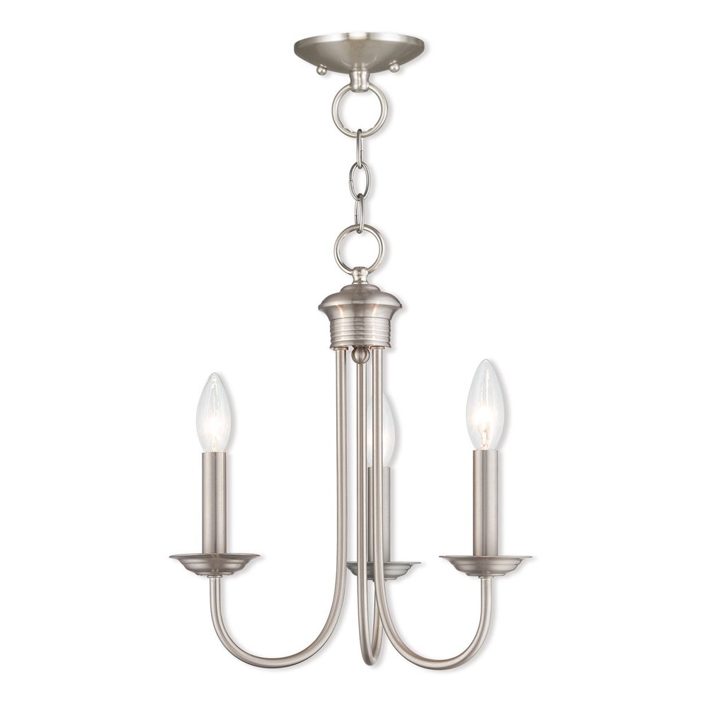 Nickel Three Light Metal Dimmable Chandelier With Shades