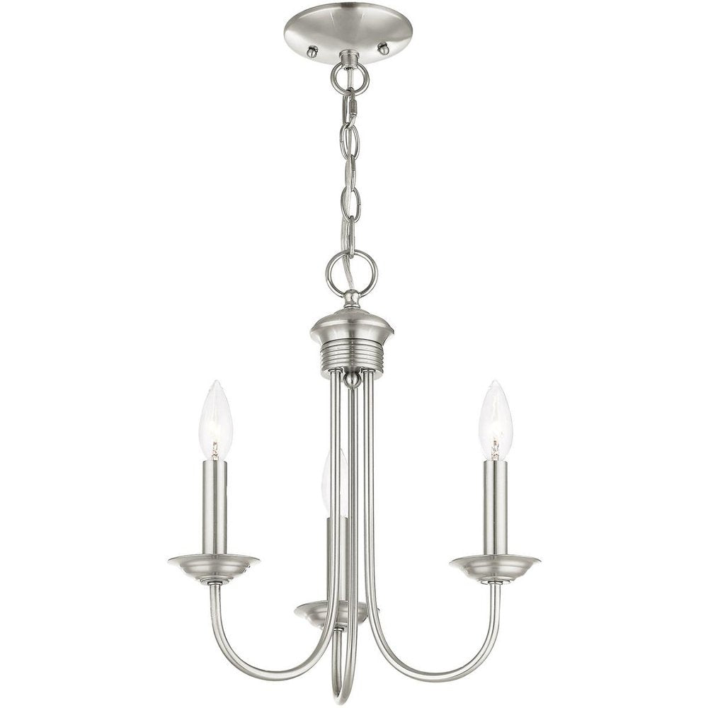 Nickel Three Light Metal Dimmable Chandelier With Shades