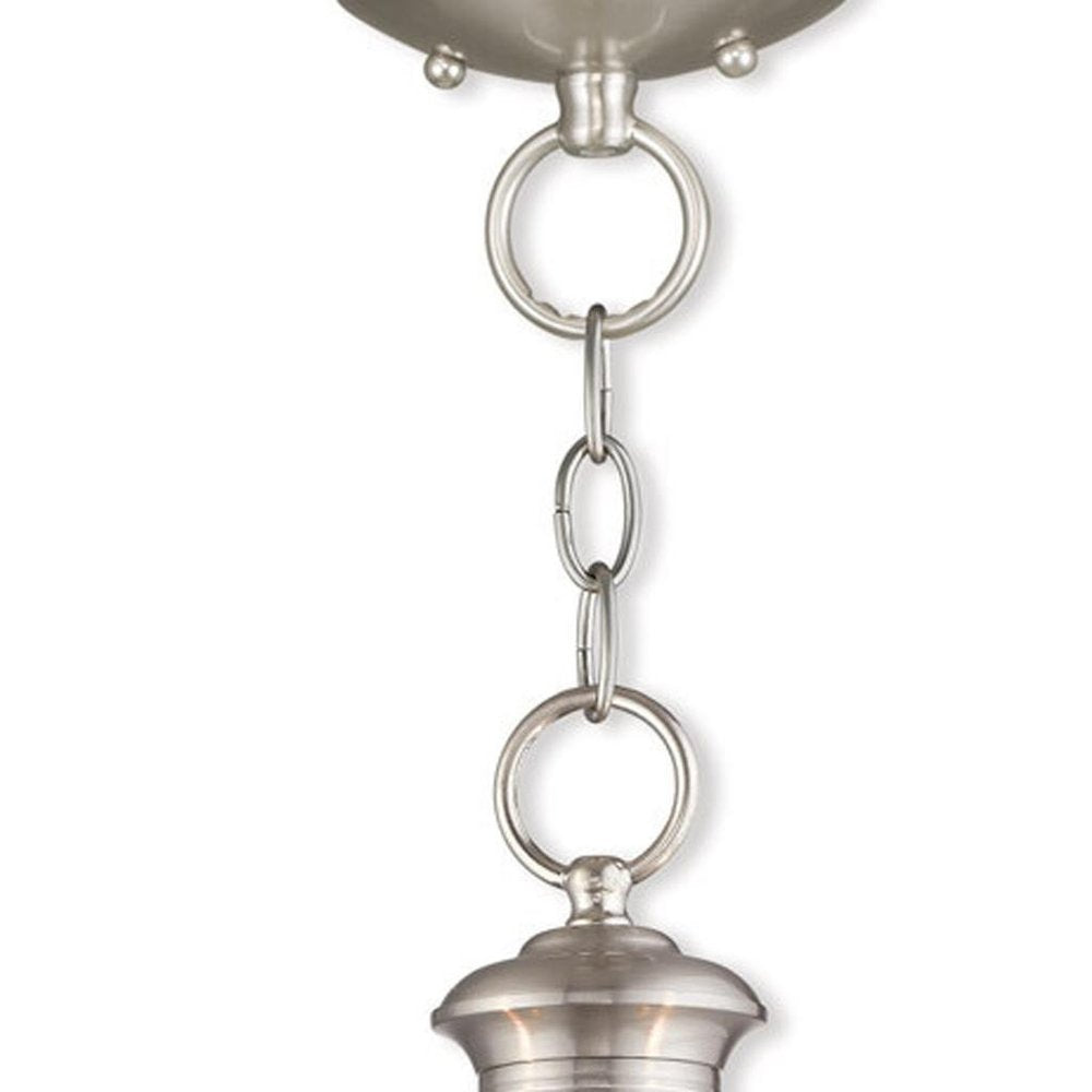 Nickel Three Light Metal Dimmable Chandelier With Shades