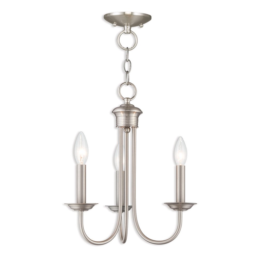 Nickel Three Light Metal Dimmable Chandelier With Shades