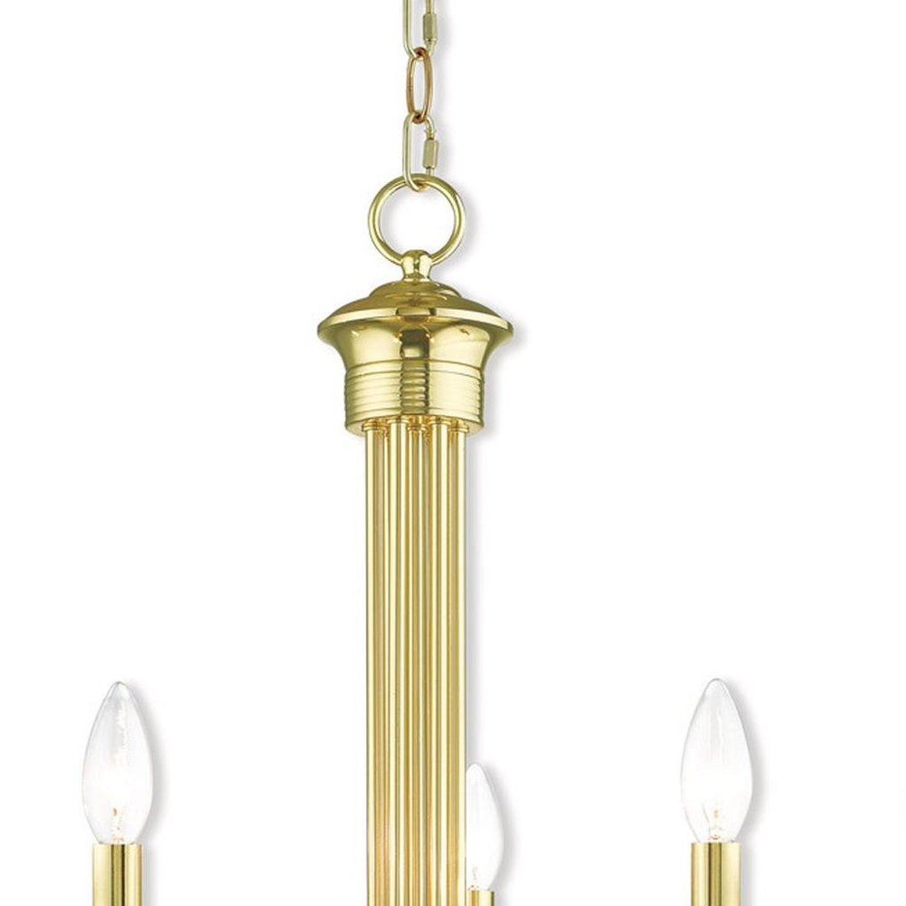 Brass Five Light Metal Dimmable Chandelier With Shades