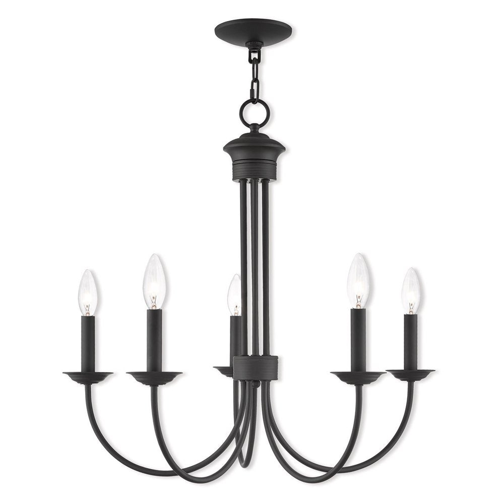 Bronze Five Light Dimmable Chandelier With Shades