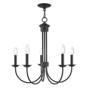 Bronze Five Light Dimmable Chandelier With Shades
