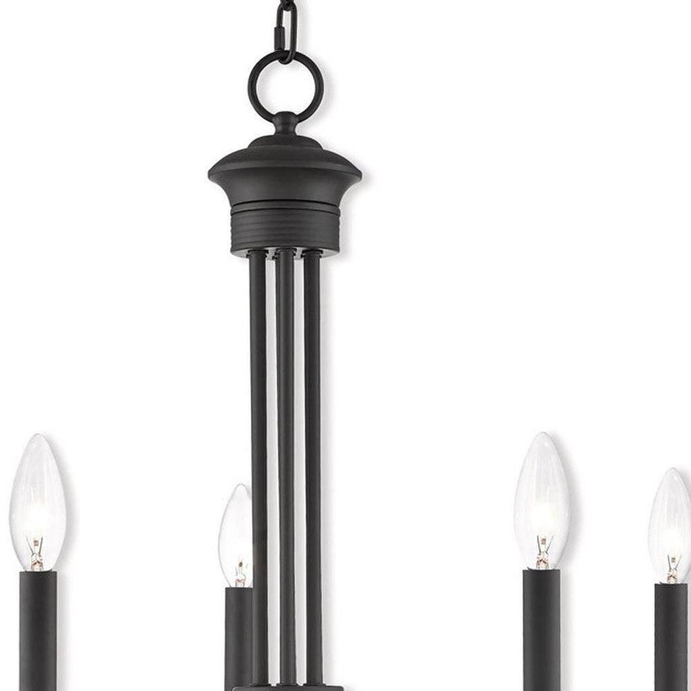 Bronze Five Light Metal Dimmable Chandelier With Shades