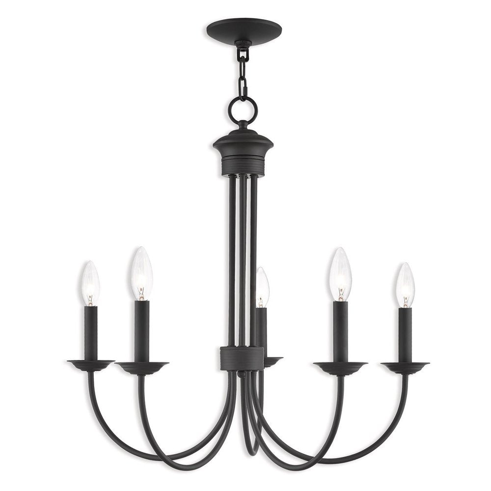 Bronze Five Light Metal Dimmable Chandelier With Shades