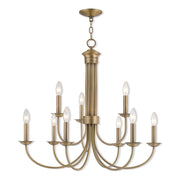 Nine Light Dimmable Chandelier With Shades