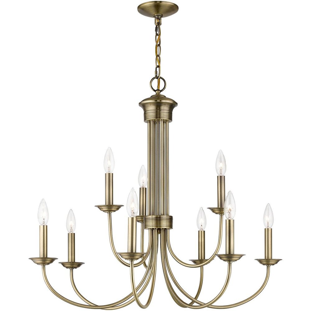 Nine Light Dimmable Chandelier With Shades