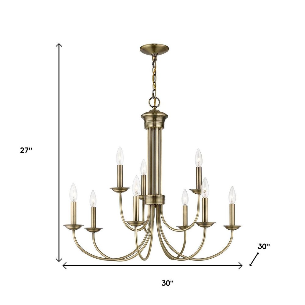 Nine Light Dimmable Chandelier With Shades