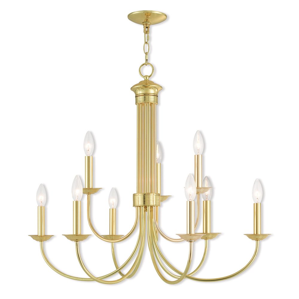 Nine Light Dimmable Chandelier With Shades
