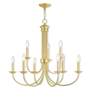 Nine Light Dimmable Chandelier With Shades