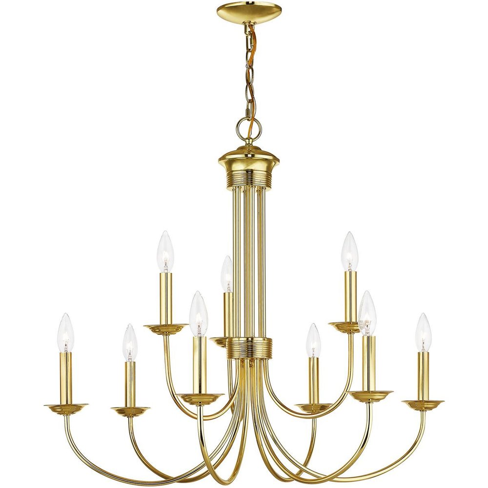 Nine Light Dimmable Chandelier With Shades