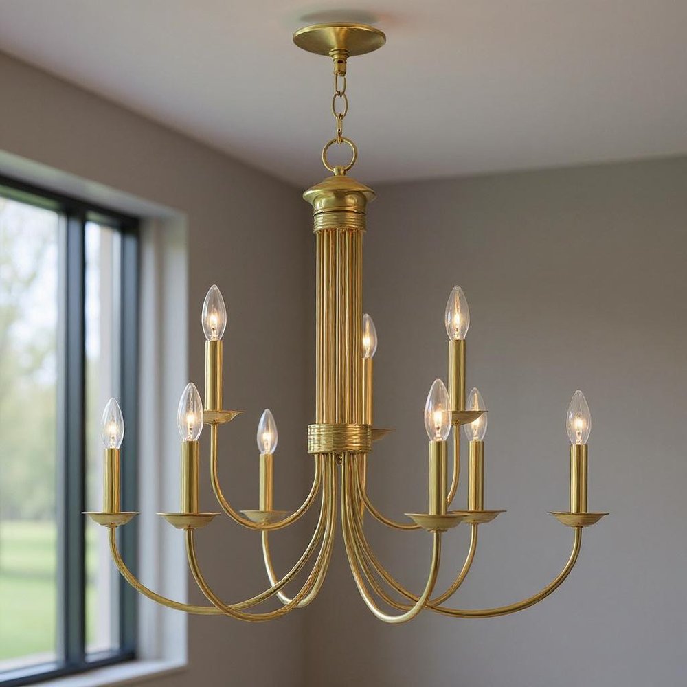 Nine Light Dimmable Chandelier With Shades