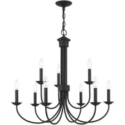 Black Nine Light Dimmable Chandelier With Shades