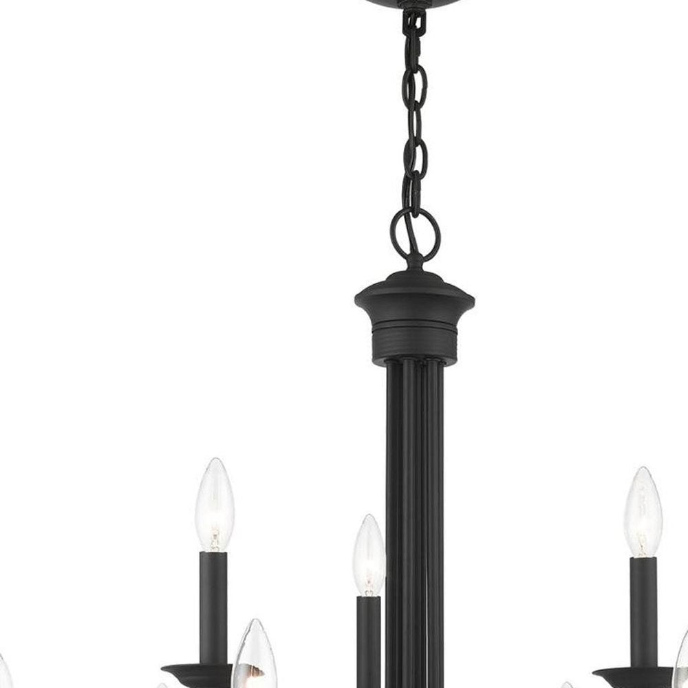 Black Nine Light Metal Dimmable Chandelier With Shades