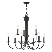 Bronze Nine Light Dimmable Chandelier With Shades