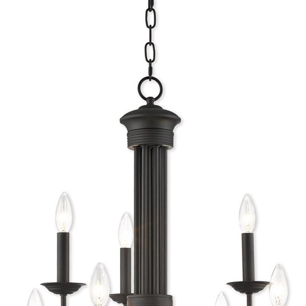 Bronze Nine Light Dimmable Chandelier With Shades
