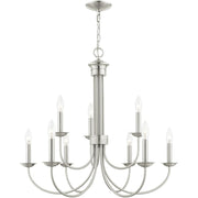 Nine Light Dimmable Chandelier With Shades