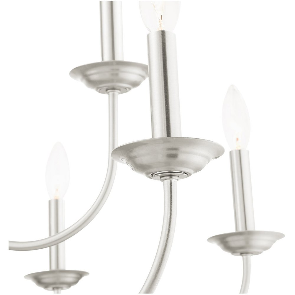 Nickel Nine Light Metal Dimmable Chandelier With Shades