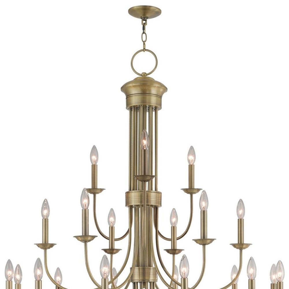 Antiqued Brass Multi Light Metal Dimmable Chandelier With Shades