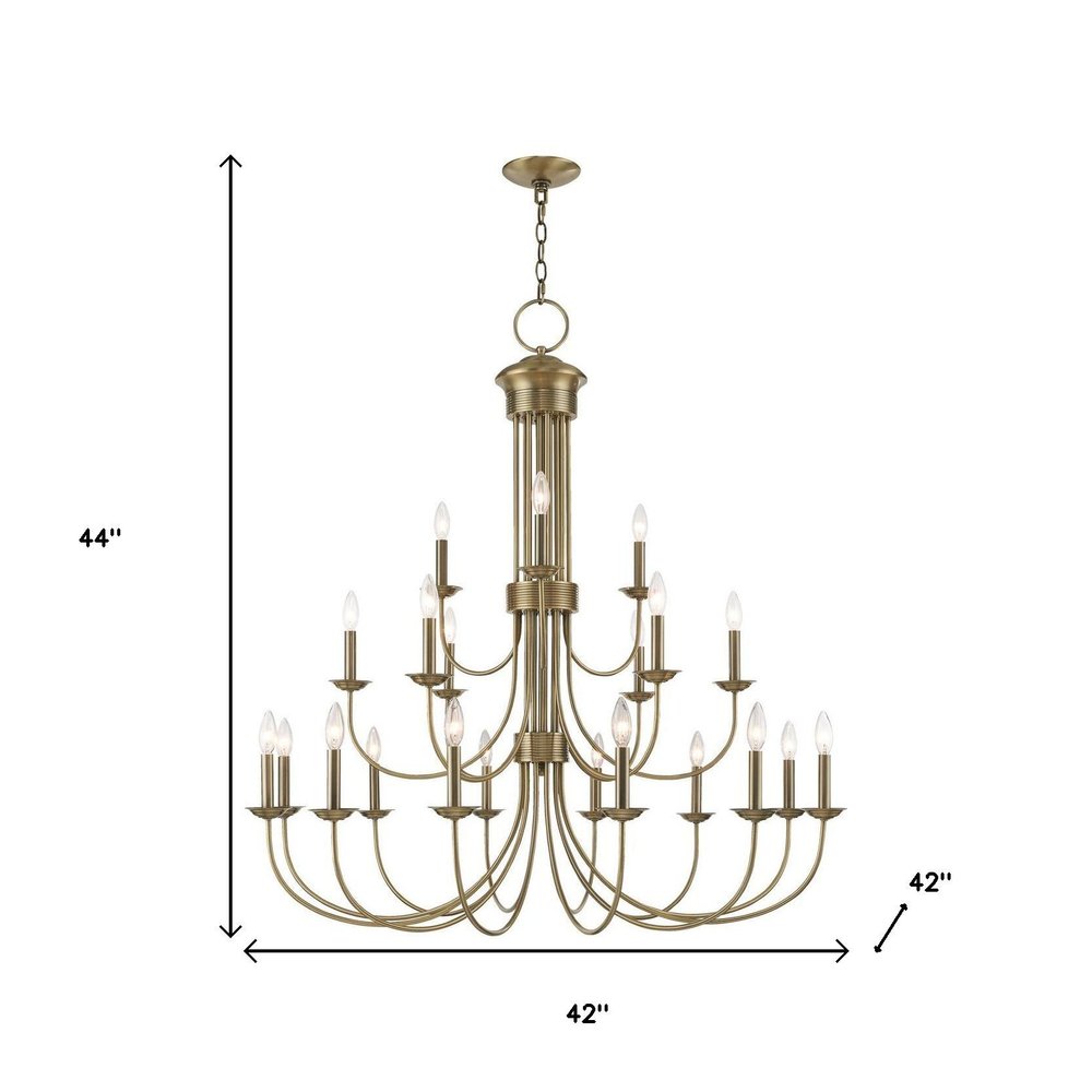 Antiqued Brass Multi Light Metal Dimmable Chandelier With Shades