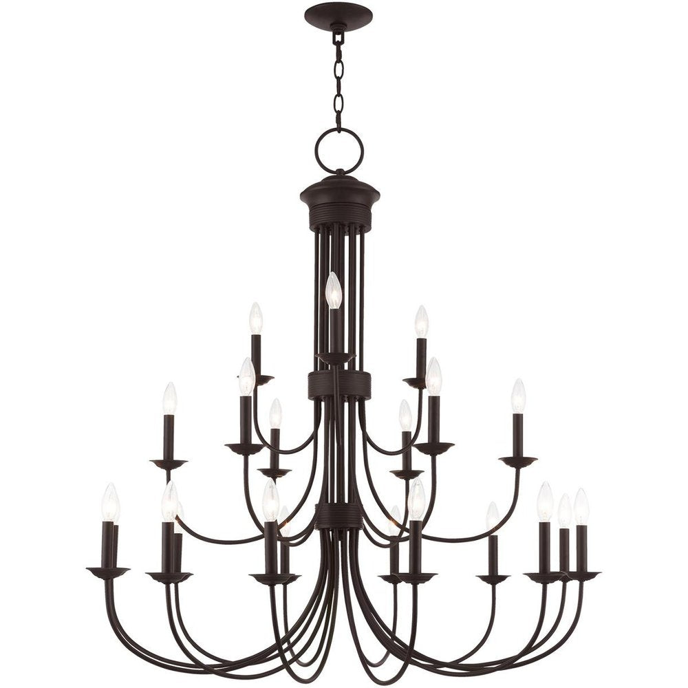 Bronze Multi Light Metal Dimmable Chandelier With Shades