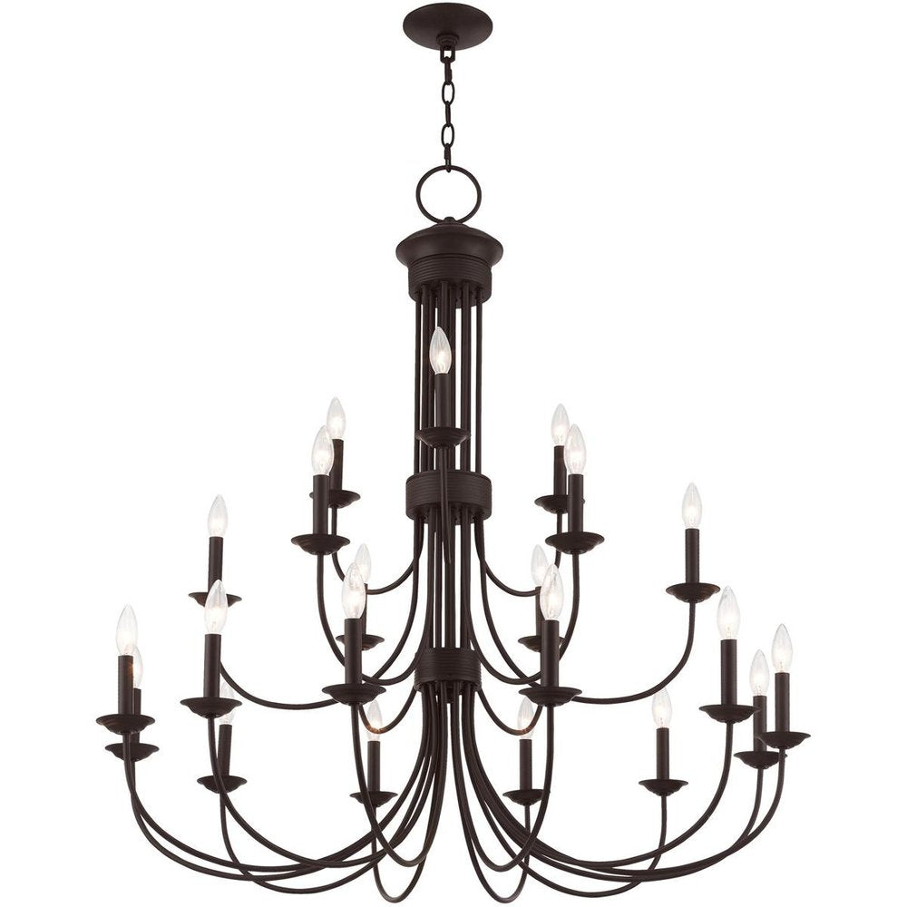 Bronze Multi Light Metal Dimmable Chandelier With Shades