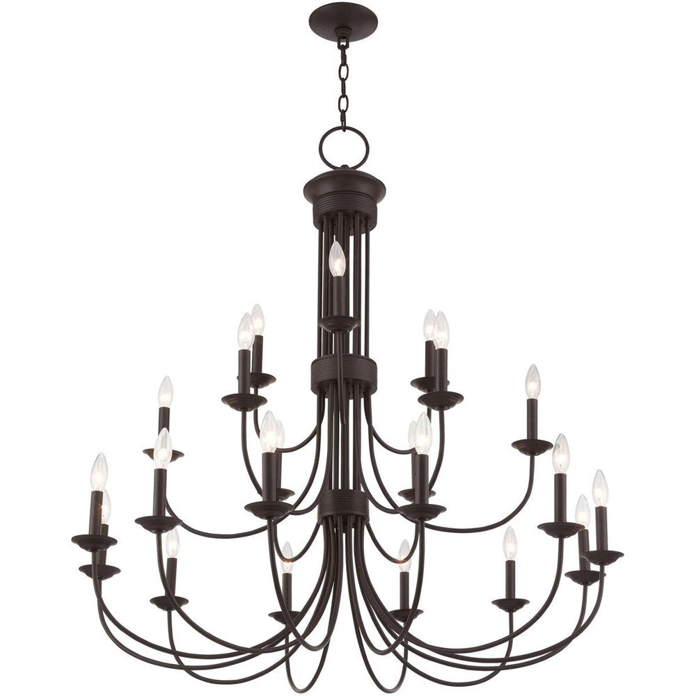 Bronze Multi Light Dimmable Chandelier With Shades