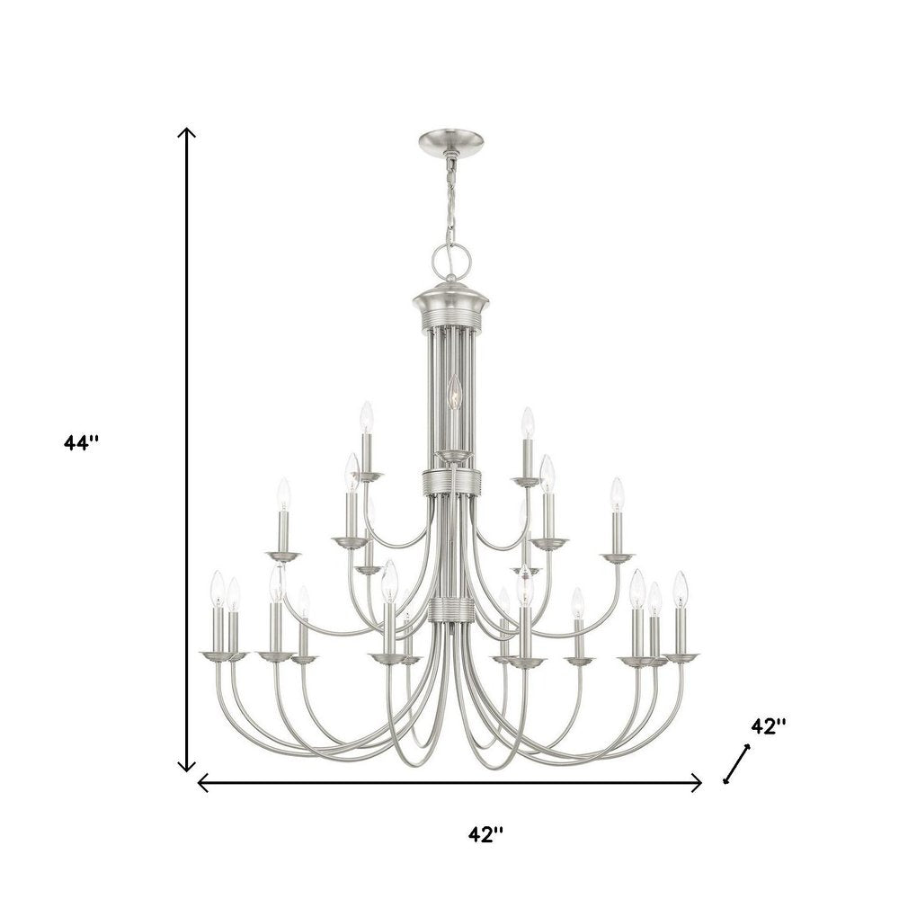 Nickel Multi Light Metal Dimmable Chandelier With Shades