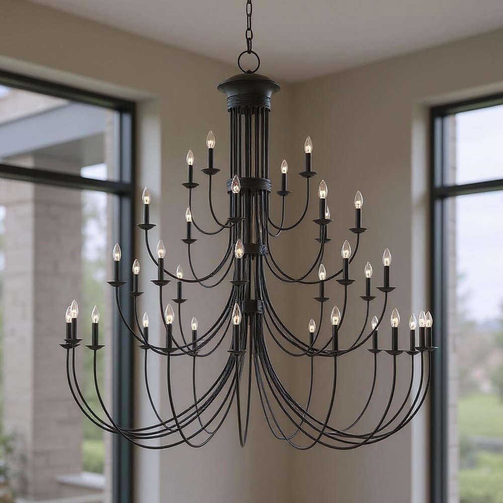 Bronze Multi Light Metal Dimmable Chandelier With Shades