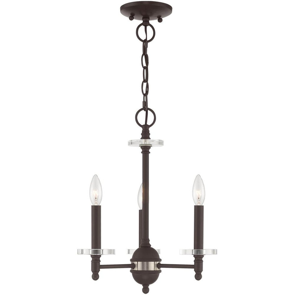 Bronze Three Light Metal Dimmable Chandelier With Shades