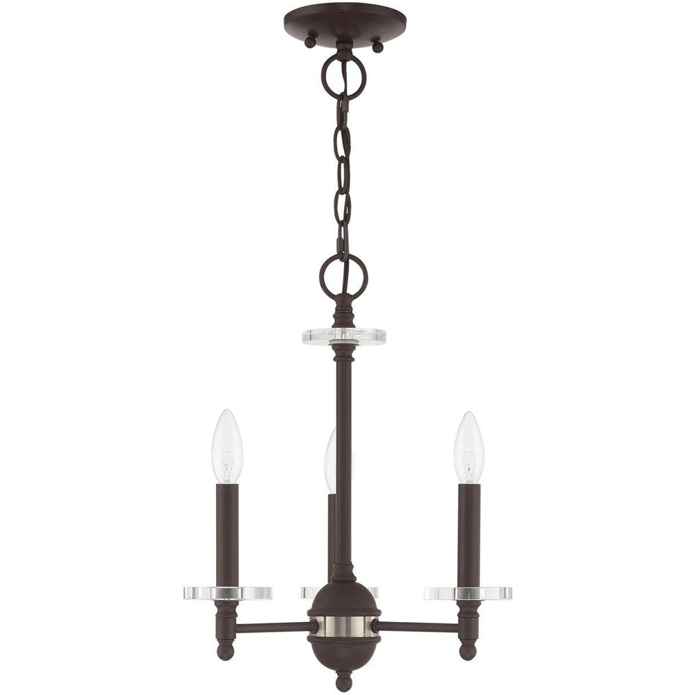 Bronze Three Light Metal Dimmable Chandelier With Shades