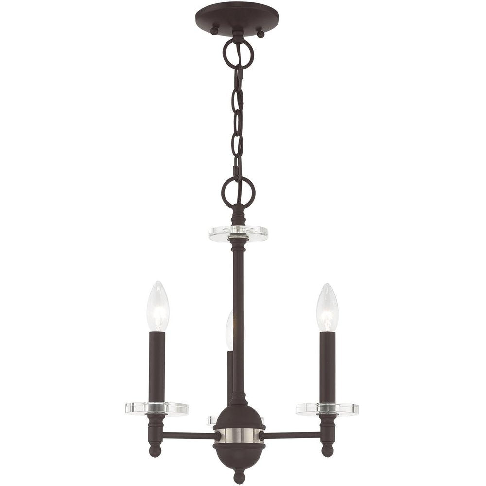 Bronze Three Light Metal Dimmable Chandelier With Shades
