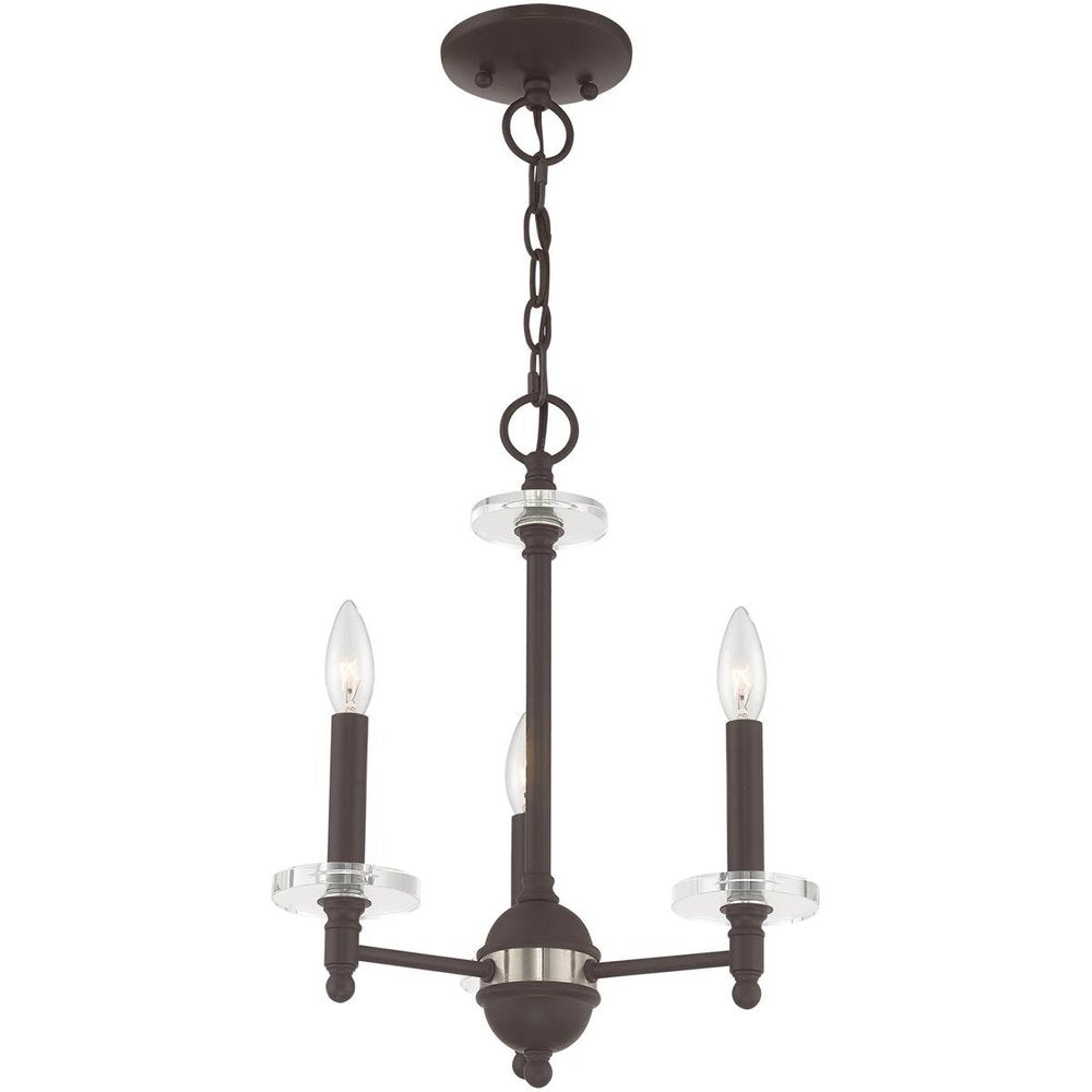 Bronze Three Light Metal Dimmable Chandelier With Shades