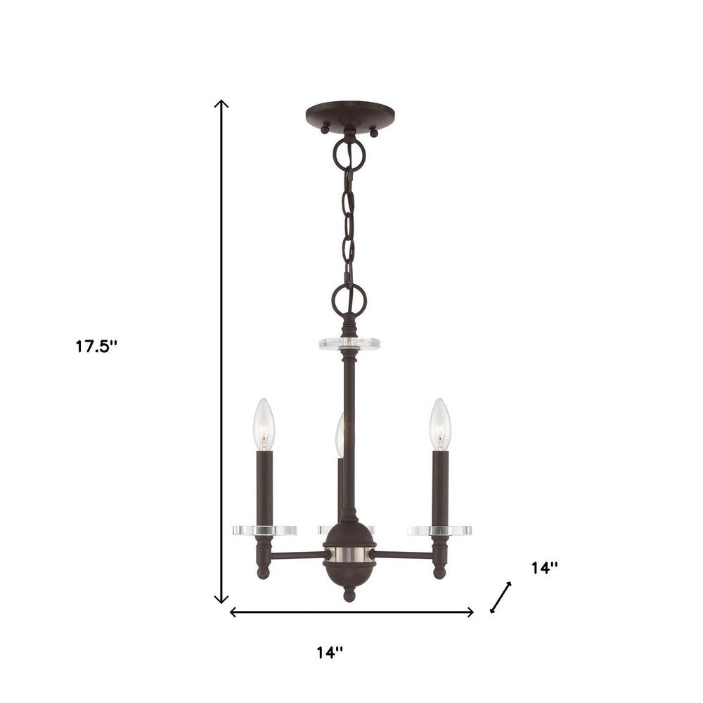 Bronze Three Light Metal Dimmable Chandelier With Shades