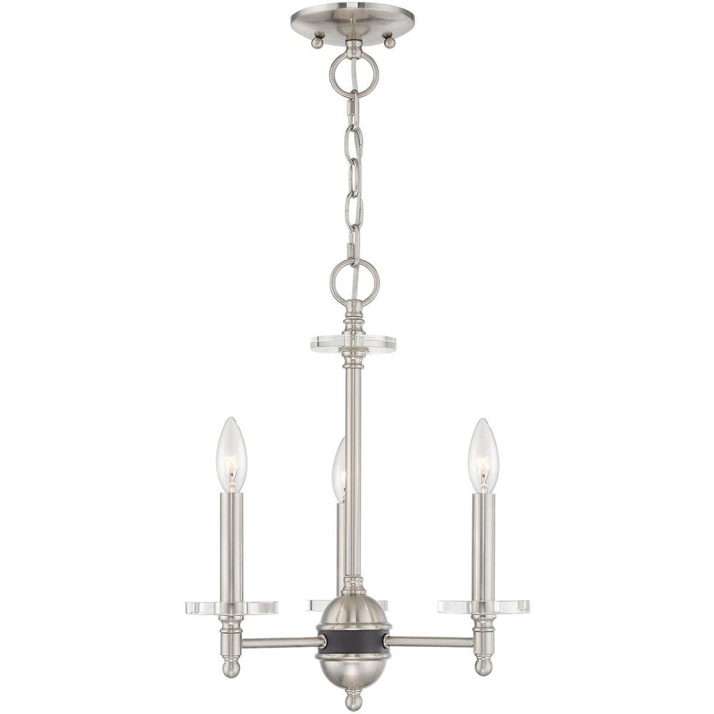 Nickel Three Light Metal Dimmable Chandelier With Shades