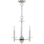 Nickel Three Light Metal Dimmable Chandelier With Shades