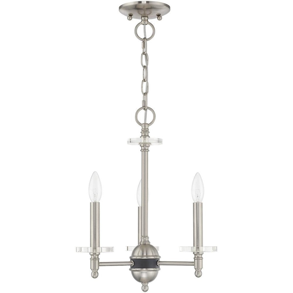 Nickel Three Light Metal Dimmable Chandelier With Shades