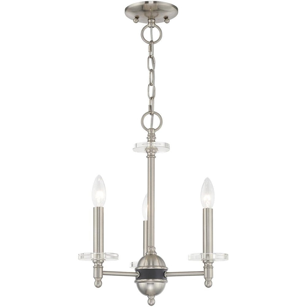 Nickel Three Light Metal Dimmable Chandelier With Shades