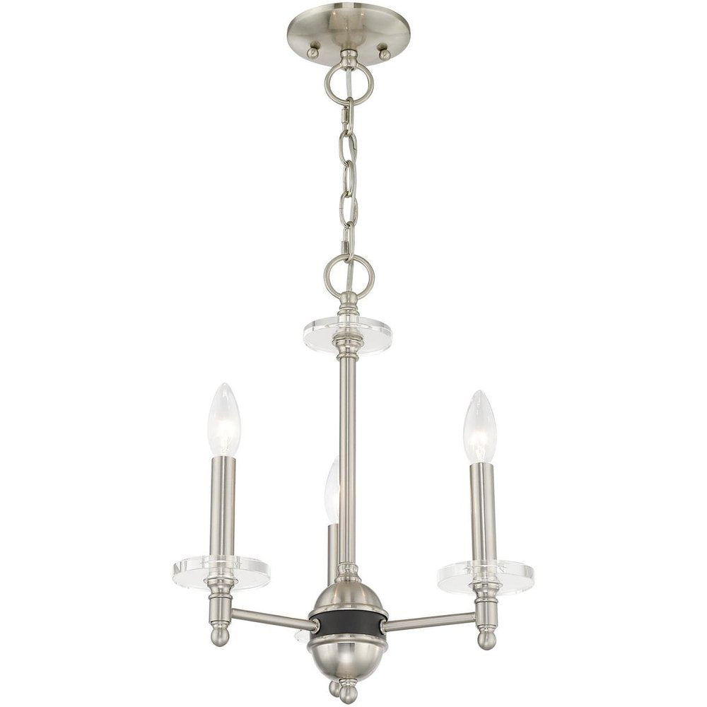 Nickel Three Light Metal Dimmable Chandelier With Shades