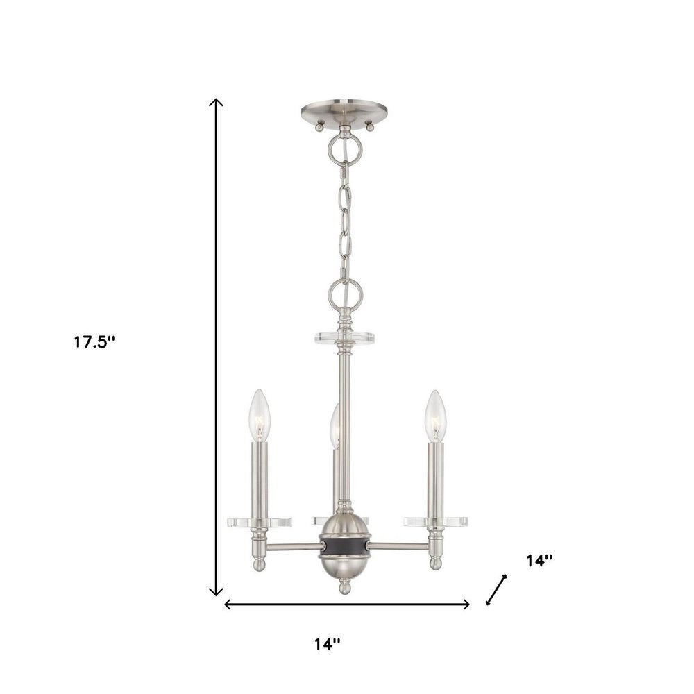 Nickel Three Light Metal Dimmable Chandelier With Shades