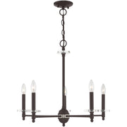 Bronze Five Light Dimmable Chandelier With Shades