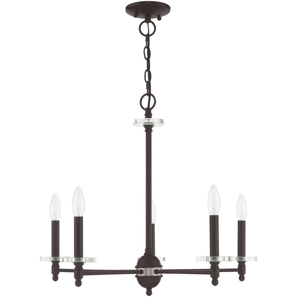 Bronze Five Light Metal Dimmable Chandelier With Shades