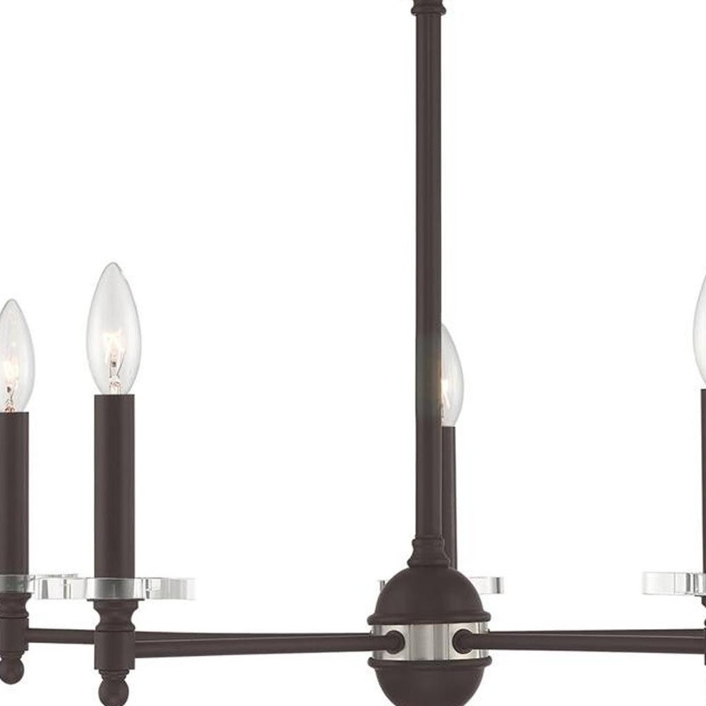 Bronze Five Light Dimmable Chandelier With Shades