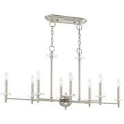 Nickel Eight Light Metal Dimmable Chandelier With Shades