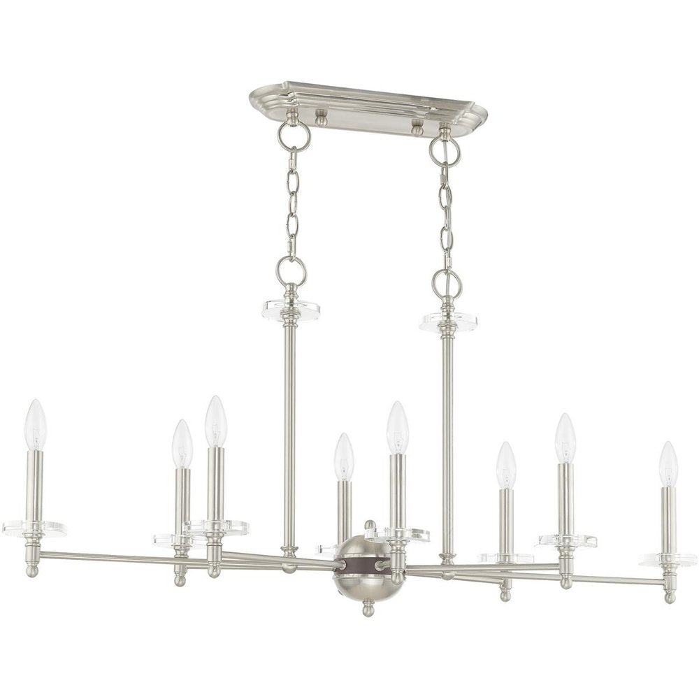 Nickel Eight Light Metal Dimmable Chandelier With Shades